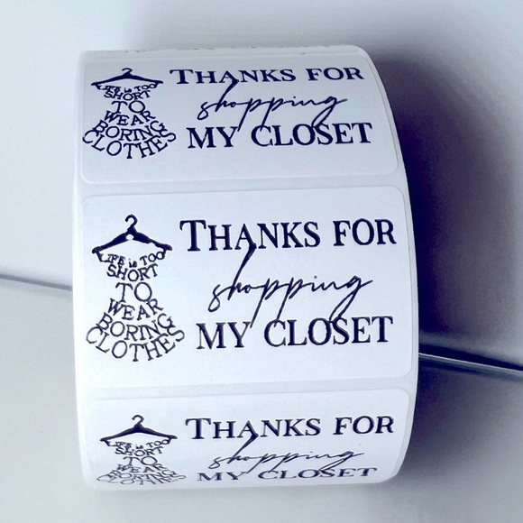 100 Thank You for shopping my closet 2in roll | Packaging Supplies | NWT - Picture 2 of 14